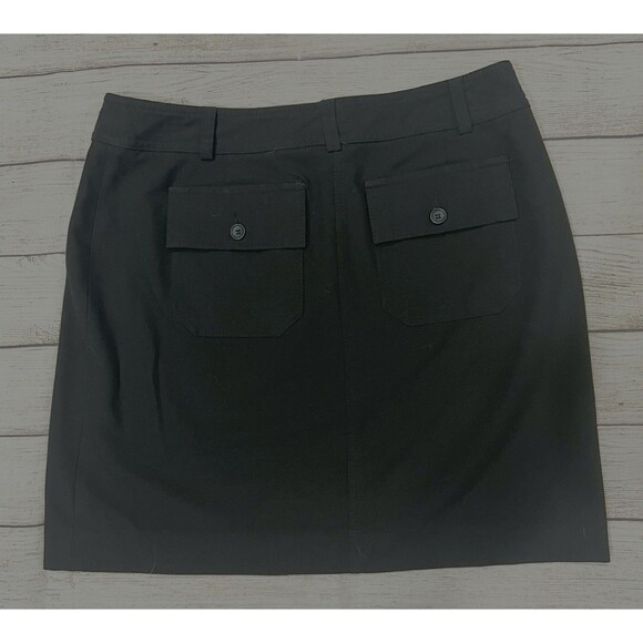 INC Women’s Stretch Black Short Skirt with Buttoned Back Flap Pockets Size 8 - Picture 2 of 5